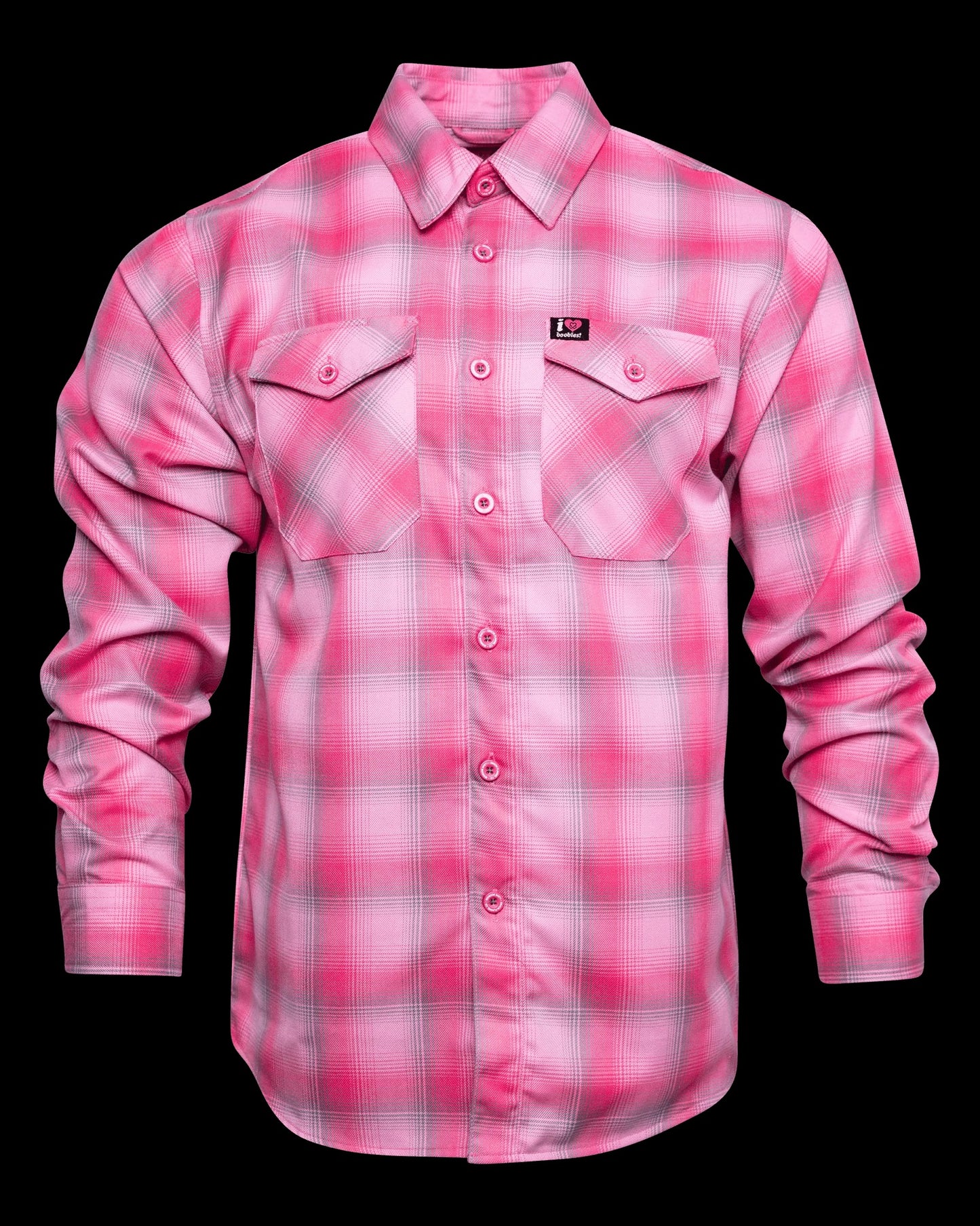 DIXXON - Keep A Breast "I LOVE BOOBIES" Pink Flannel Shirt