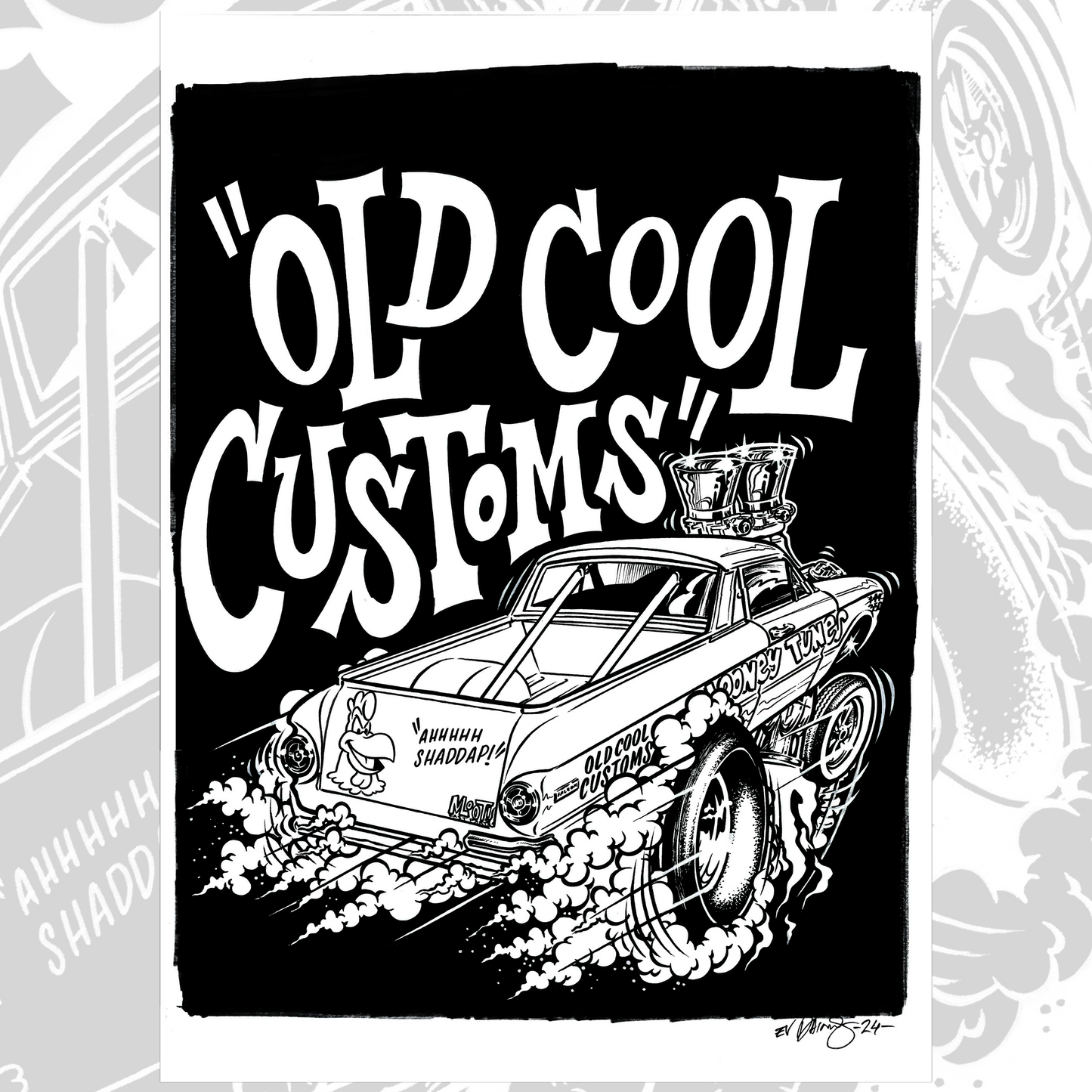 Old Cool Customs - XP Falcon "Looney Tunes" Gasser Poster