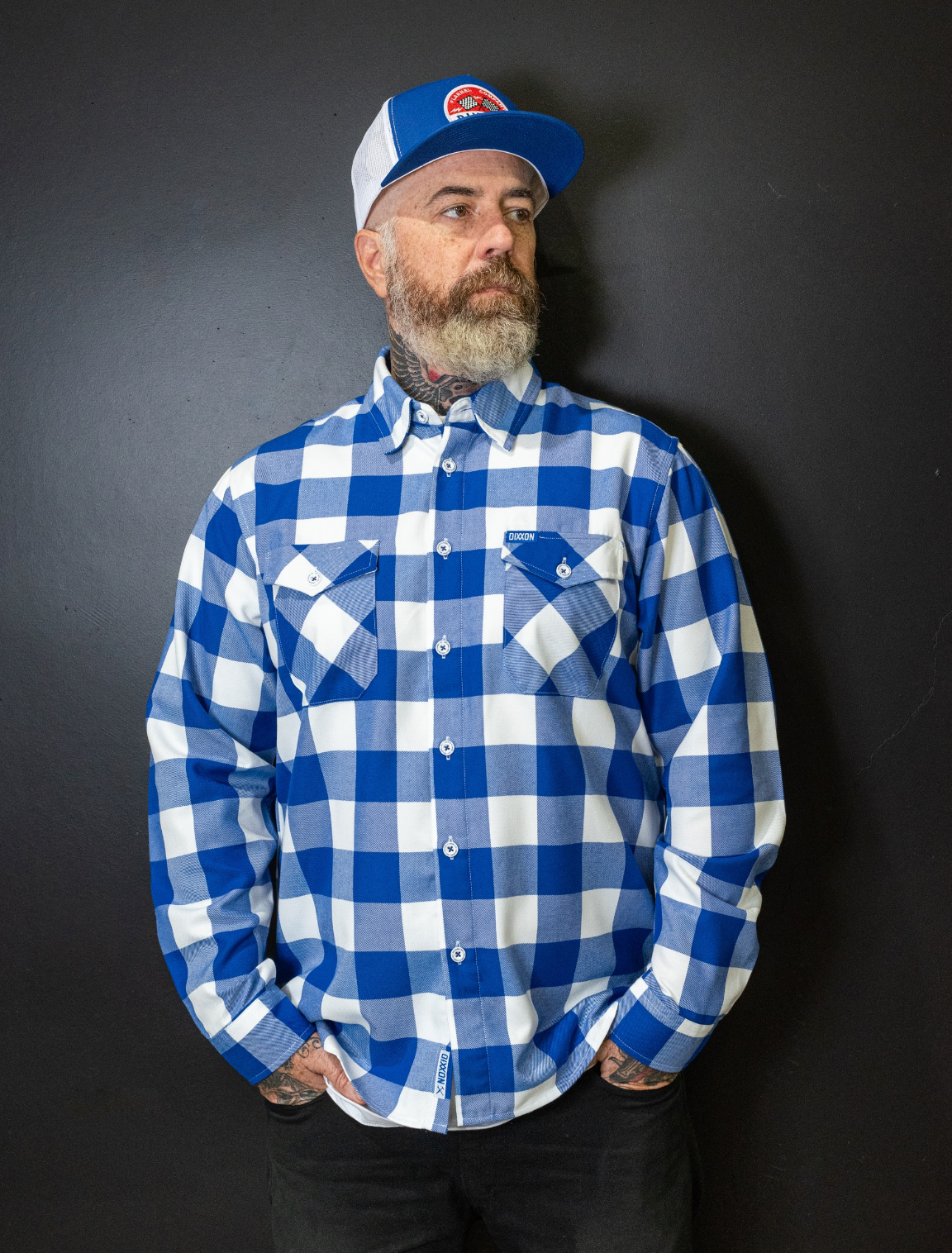 DIXXON - Trestles Blue & White Plaid Flannel Shirt