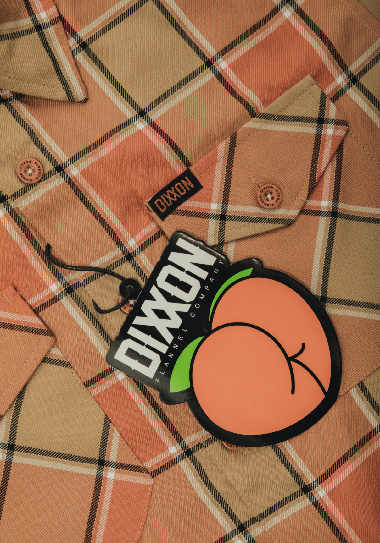 DIXXON - Georgia Peach Orange, Black & Beige Flannel Shirt