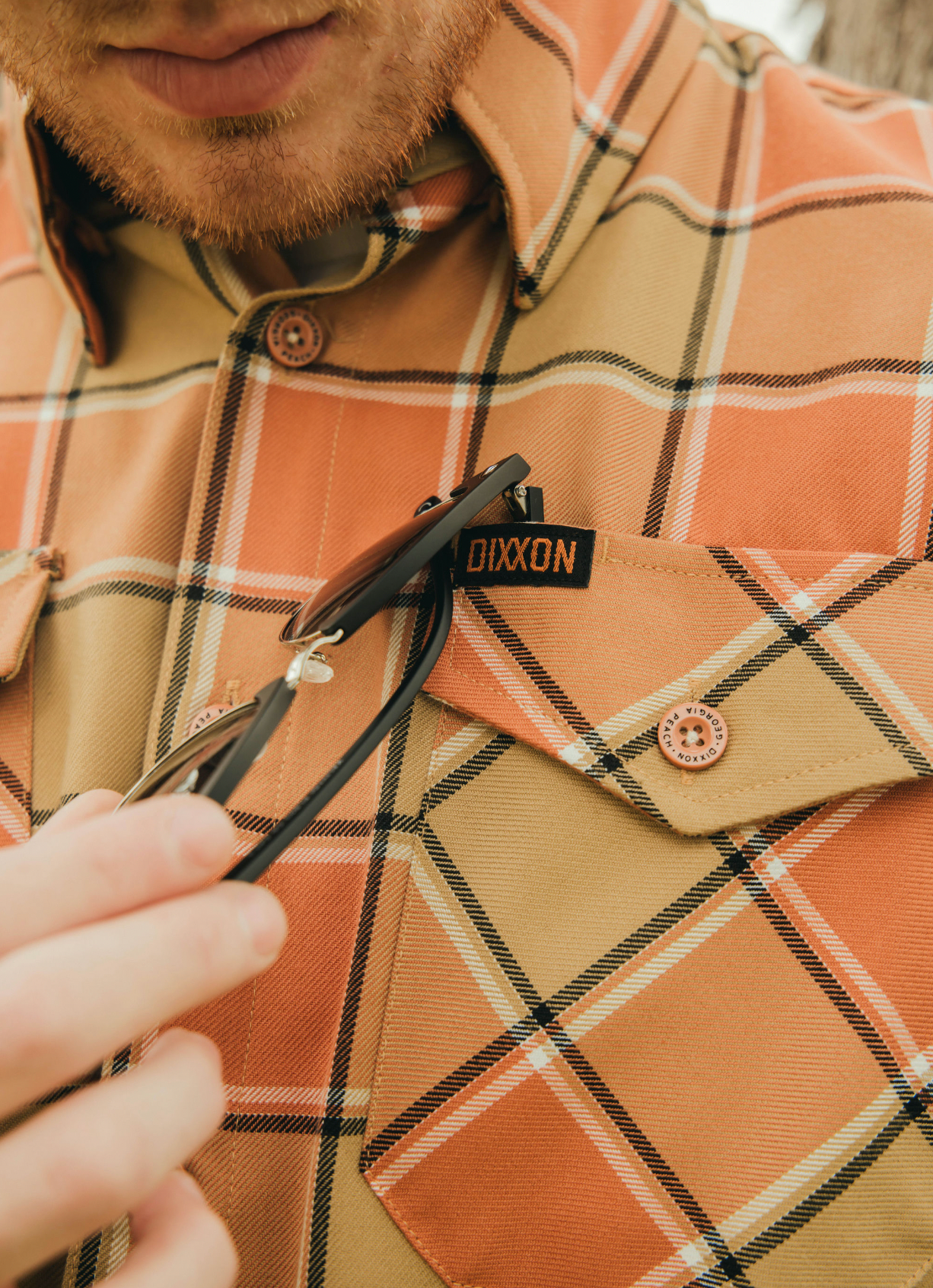 DIXXON - Georgia Peach Orange, Black & Beige Flannel Shirt