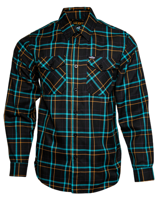 DIXXON - J&P Cycles 45th Anniversary Blue, Orange & Black Flannel Shirt