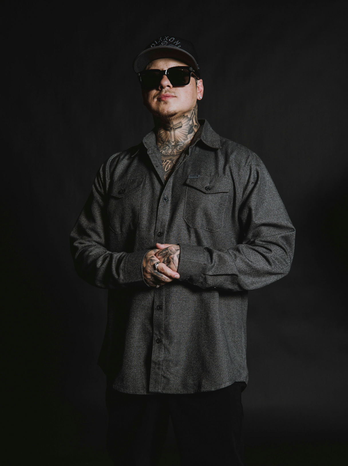 DIXXON - Obsidian Dark Grey Flannel Shirt