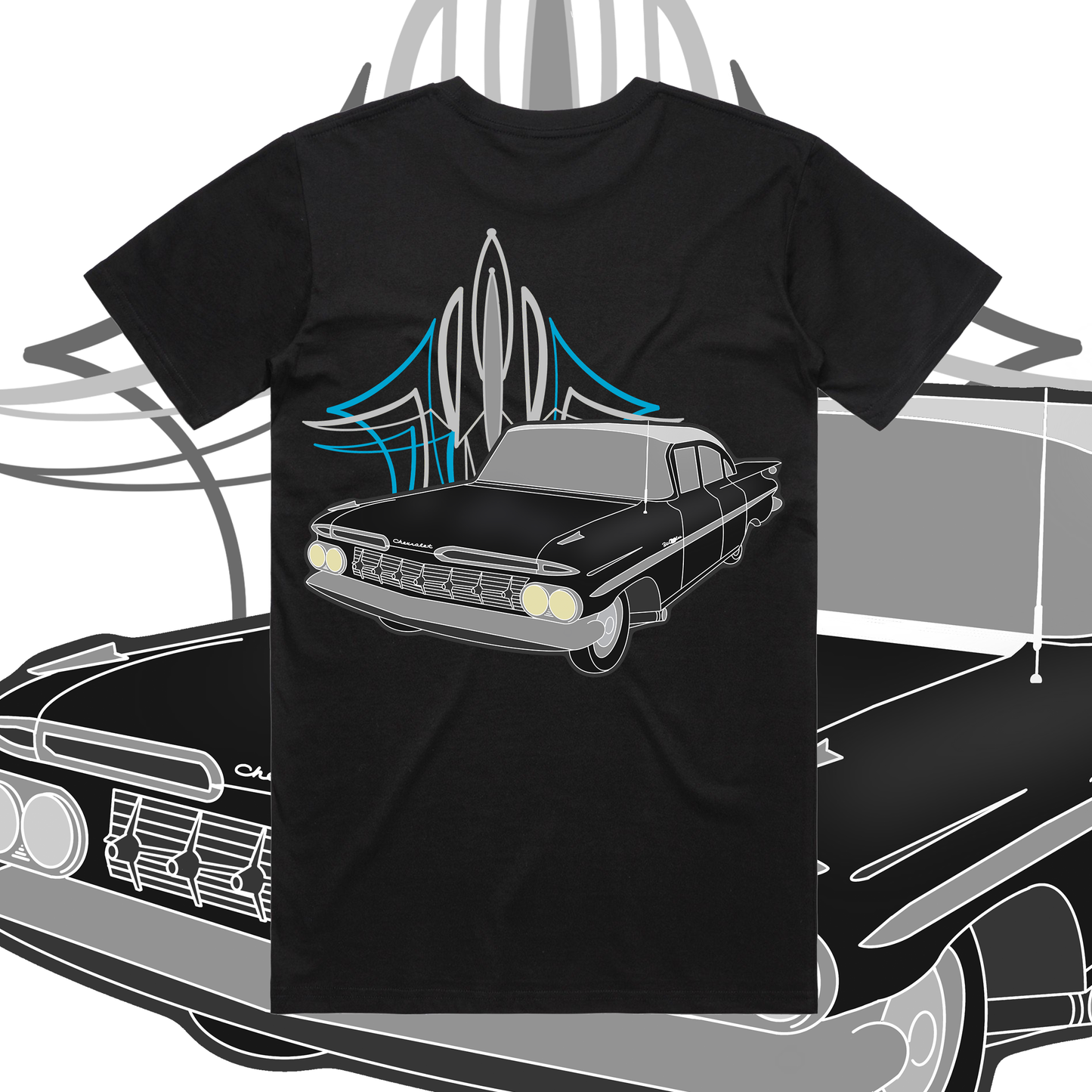 The True Auto Pinstripe T-Shirt in Blue