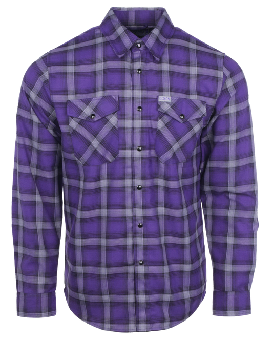 DIXXON - Braxton Purple & White Flannel Shirt