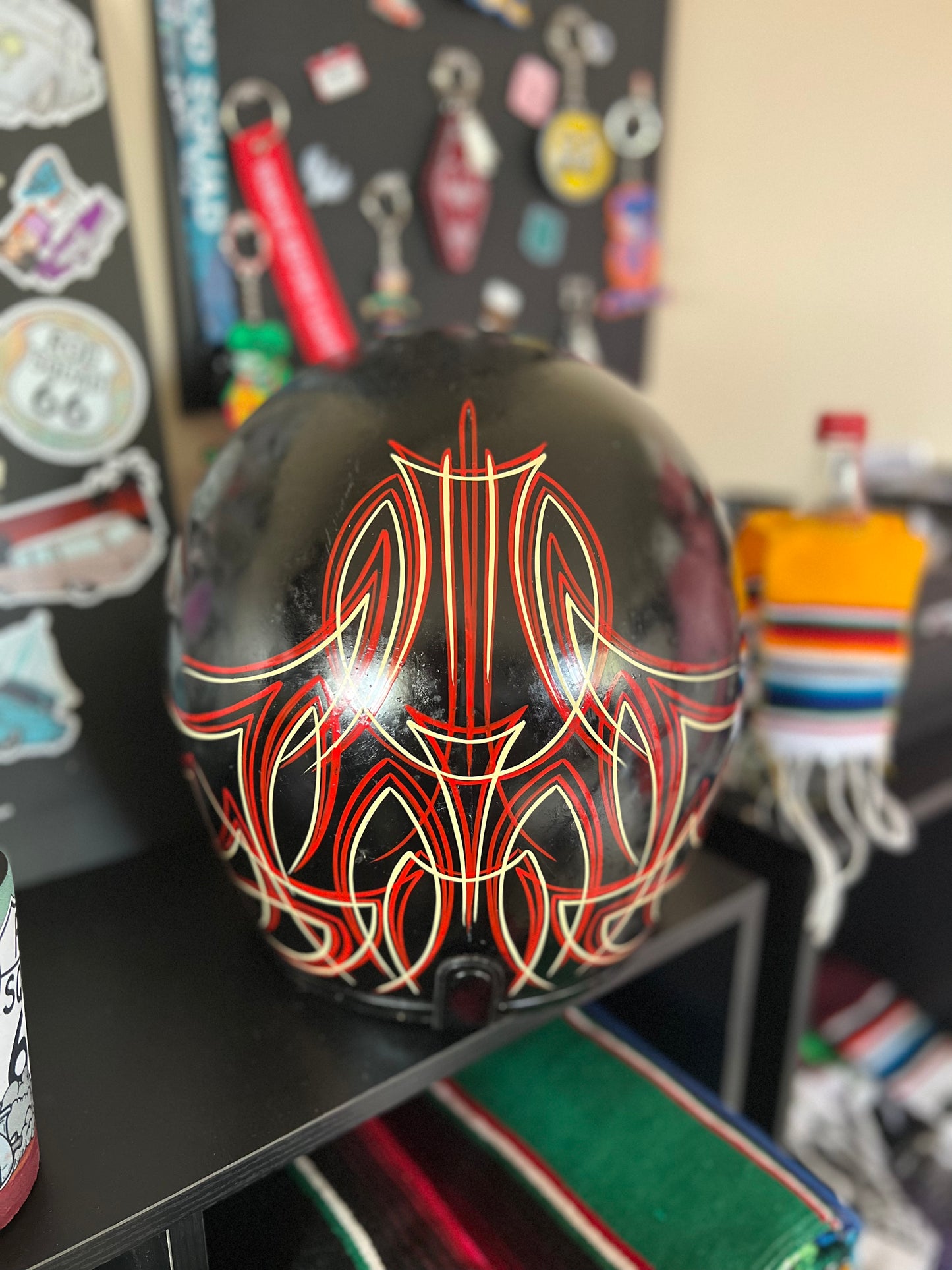 Pinstriped Motorcycle Helmet