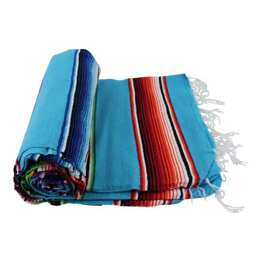 Mexican Sarape Blanket - Light Blue